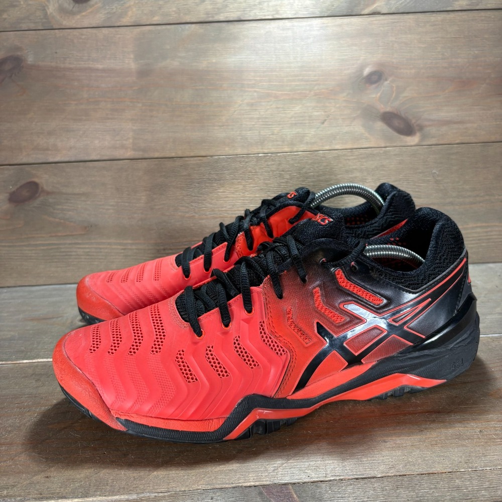 Asics Gel Resolution 7 Mens size 9.5 shoes Red Lace Up Tennis Court sneakers